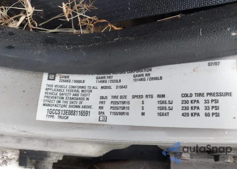 2008 Chevrolet Colorado Lt из США, поврежденный, VIN 1GCCS13E088116591